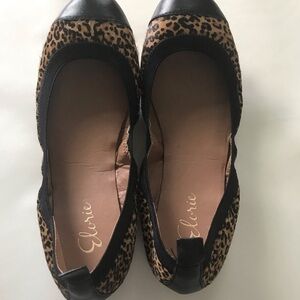 Elorie leopard print calf hair cap toe ballet flat